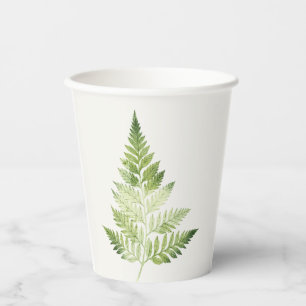 Minimalist Green Fern Botanical Illustration Paper Cups