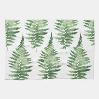 Minimalist Green Fern Botanical Illustration Tea Towel