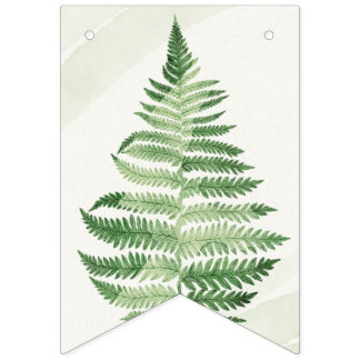 Minimalist Green Fern Wedding Decoration Flags
