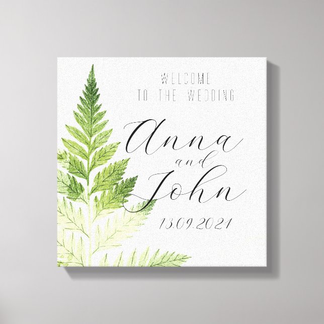 Minimalist Green Fern Wedding Sign (Front)