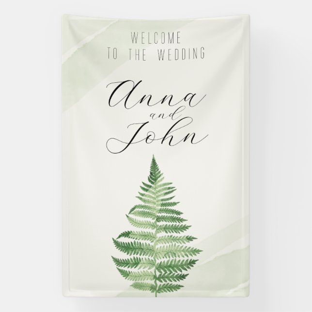 Minimalist Green Fern Wedding Sign (Vertical)
