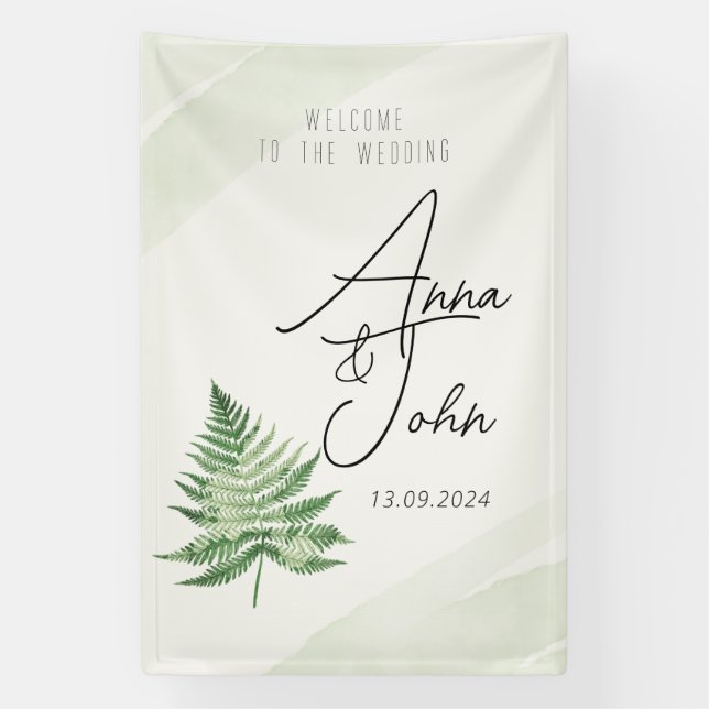 Minimalist Green Fern Wedding Sign (Vertical)
