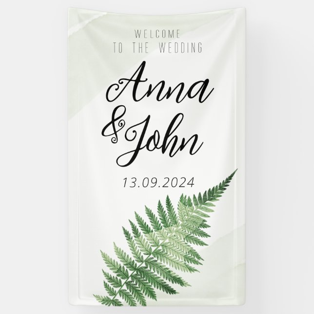 Minimalist Green Fern Wedding Sign (Vertical)