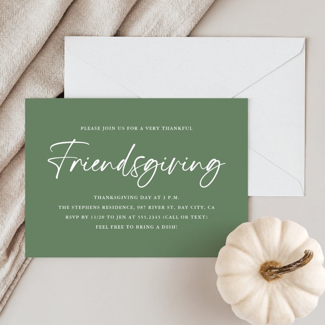 Minimalist Green Friendsgiving Invitation (Creator Uploaded)