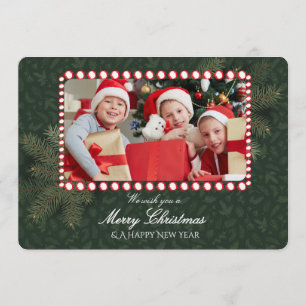 Minimalist Green Gold Merry Christmas Handwriting Invitation