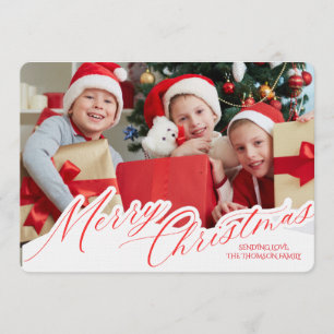 Minimalist Green Gold Merry Christmas Handwriting Invitation