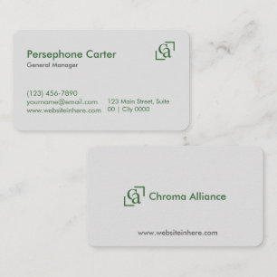 Minimalist Green Gray Clean Modern Managers Business Card