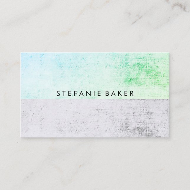 Minimalist Green Grey Grunge Business Card (Front)