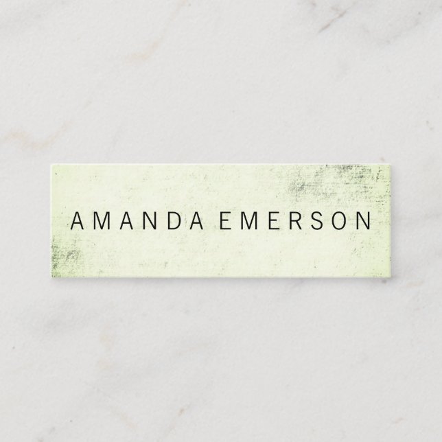 Minimalist Green Grunge Mini Business Card (Front)