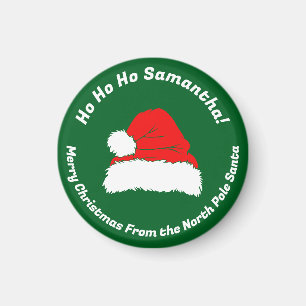 Minimalist Green Ho ho ho Santa Merry Christmas Magnet