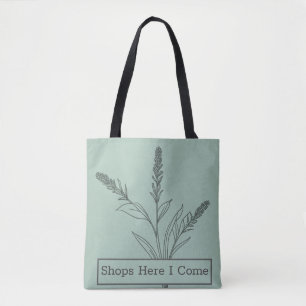 Minimalist Green Lavender Line Art Tote Bag