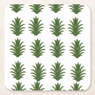 Minimalist Green Leaf Botanical Paper Plate Square Paper Coaster