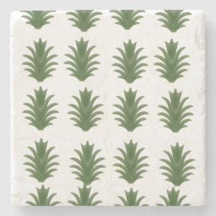 Minimalist Green Leaf Botanical Paper Plate Stone Coaster