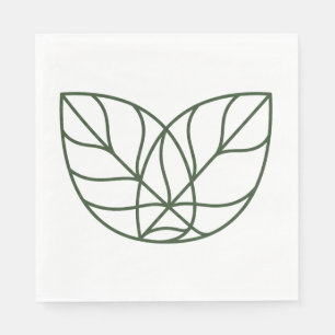 Minimalist Green Leaf Line Art  Napkin