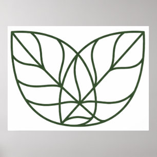 Minimalist Green Leaf Line Art Poster
