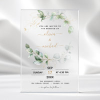 Minimalist Green Leaf  Modern Eucalyptus Wedding