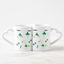 Minimalist Green Leaves Botanical Pattern Ceramic