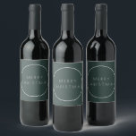 Minimalist Green Merry Christmas Typography Wine Label<br><div class="desc">Give your stationary and gift wrap a clean look with these Minimalist Green Merry Christmas Labels.</div>