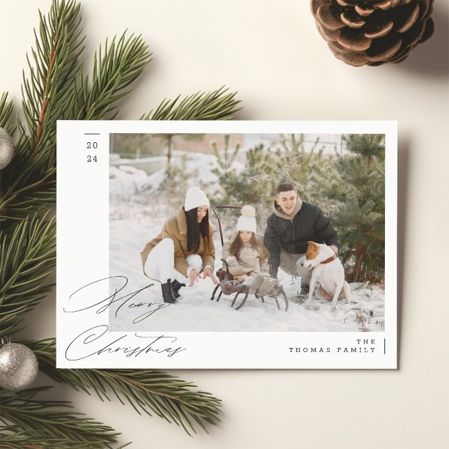 Minimalist Green Modern Family Merry Christmas Holiday Card (Creator Uploaded)