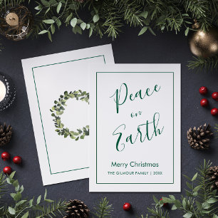 Minimalist Green Peace on Earth Christmas Card