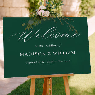 Minimalist Green Script Wedding Welcome Sign
