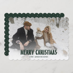 Minimalist Green Snow Photo Merry Christmas Card