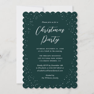 Minimalist Green Snowy Christmas Party Invitation