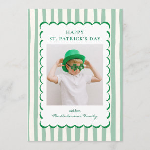 Minimalist Green Stripes St. Patrick's Day Photo Holiday Card