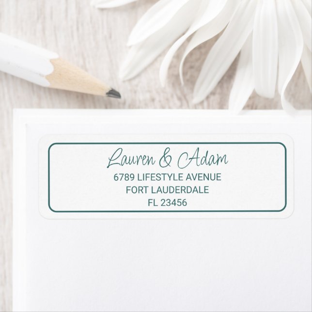 Minimalist Green text Wedding Return Address Label (Insitu)