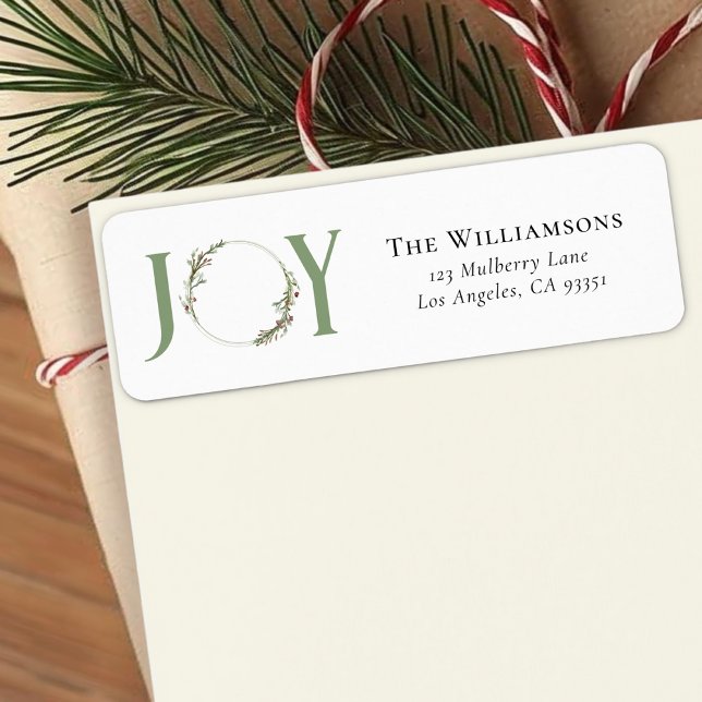 Minimalist Green Watercolor Wreath Joy Christmas (Creator Uploaded)