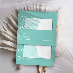 Minimalist Green Wedding Invitation Belly Band