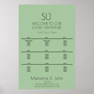 Minimalist Green Wedding Logo Seating Chart