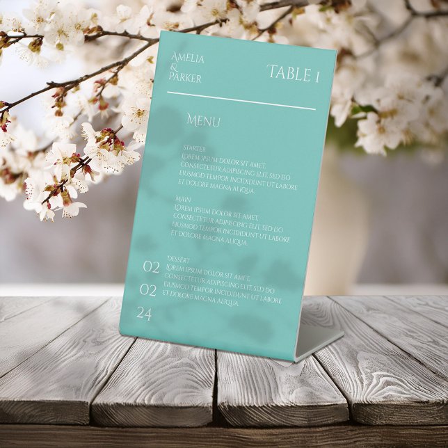Minimalist Green Wedding Menu Pedestal Sign (Creator Uploaded)