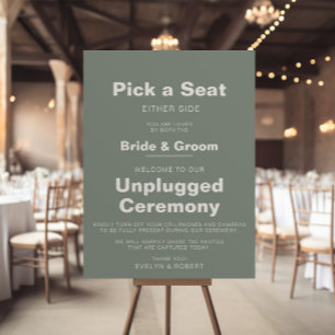 Minimalist Green Wedding Unplugged Ceremony  Poster