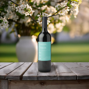 Minimalist Green Wedding Wine Label