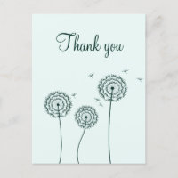 Minimalist Green White Dandelion Flower Thank You