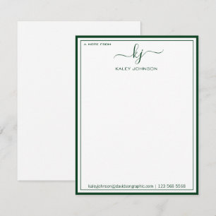 Minimalist Green White From The Desk Of Note Card