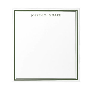 Minimalist Green White Personalised Name Template Notepad