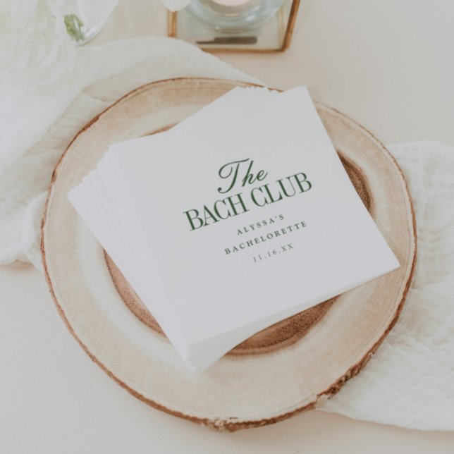 Minimalist Green & White Script Bachelorette Party Napkin (Creator Uploaded)