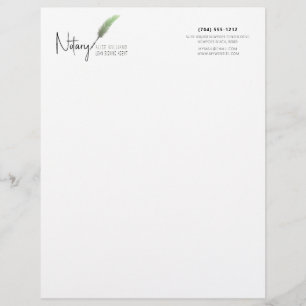 Minimalist Green & White Simple Modern Notary Custom Letterhead