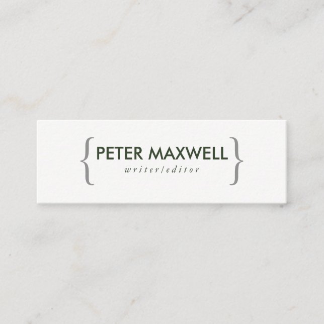 Minimalist Green with Brackets Mini Business Card (Front)