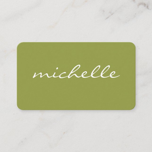 Minimalist Green with Cursive Text Business Card (Front)