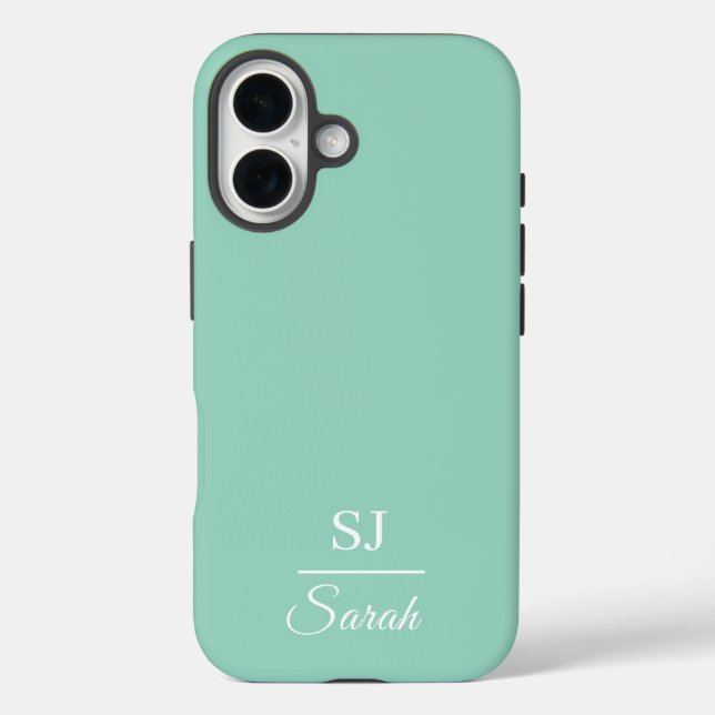 Minimalist Green with Name and Initial  Case-Mate iPhone Case (Back)