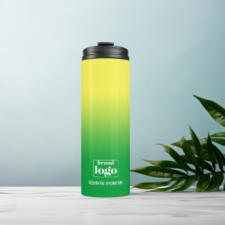 Minimalist Green Yellow Gradient Elemental Logo Thermal Tumbler