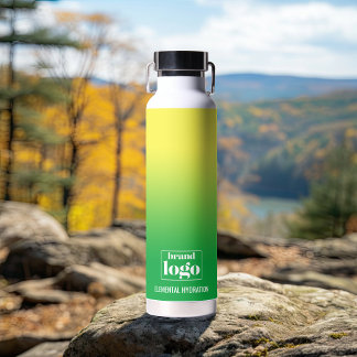 Minimalist Green Yellow Gradient Elemental Logo Water Bottle