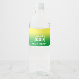 Minimalist Green Yellow Gradient Elemental Logo Water Bottle Label