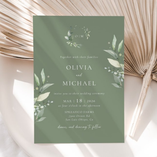 Minimalist Greenery Botanical Wedding Invitation (Invitation)