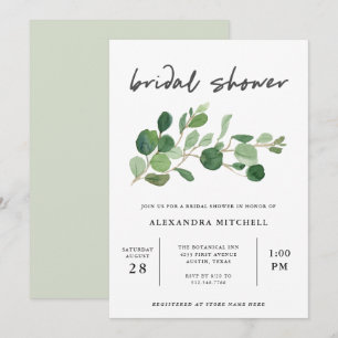 Minimalist Greenery Bridal Shower Invitation