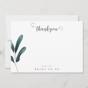 Minimalist Greenery Bridal Shower Thank You Card