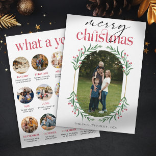 Minimalist Greenery Christmas Family Photo Collage Holiday Card